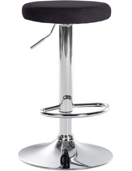 Tabouret de bar design pivotant en Velours Noir Métal Chromé Brillant Tao - 1