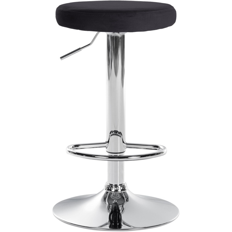 Tabouret de bar design pivotant en Velours Noir Métal Chromé Brillant Tao - 2