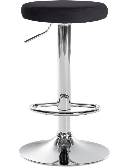 Tabouret de bar design pivotant en Velours Noir Métal Chromé Brillant Tao - 2