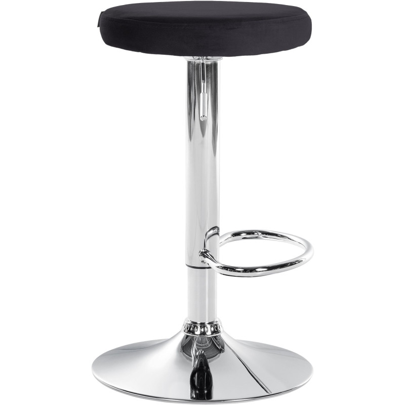 Tabouret de bar design pivotant en Velours Noir Métal Chromé Brillant Tao - 3