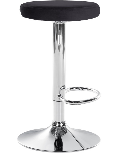 Tabouret de bar design pivotant en Velours Noir Métal Chromé Brillant Tao - 3