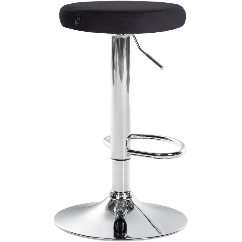 Tabouret de bar design pivotant en Velours Noir Métal Chromé Brillant Tao - 4