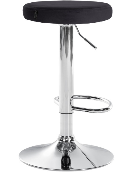 Tabouret de bar design pivotant en Velours Noir Métal Chromé Brillant Tao - 4