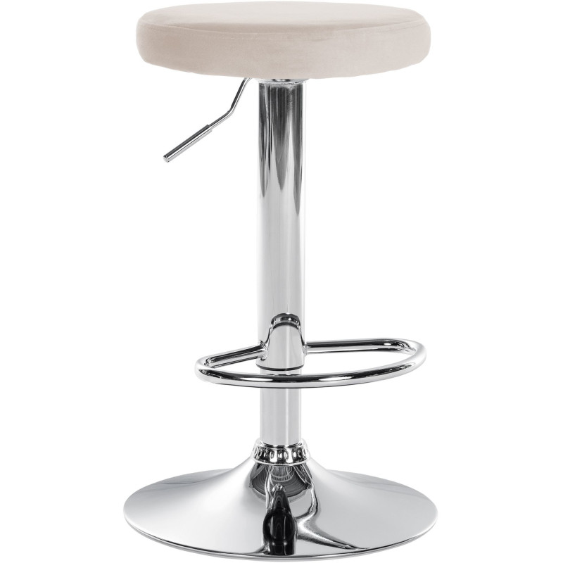Tabouret de bar design pivotant en Velours Blanc crème Métal Chromé Brillant Tao - 1