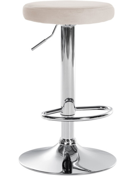 Tabouret de bar design pivotant en Velours Blanc crème Métal Chromé Brillant Tao - 1