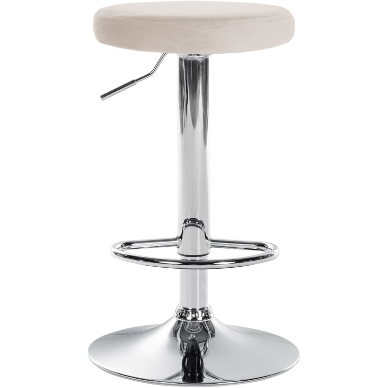Tabouret de bar design pivotant en Velours Blanc crème Métal Chromé Brillant Tao - 2