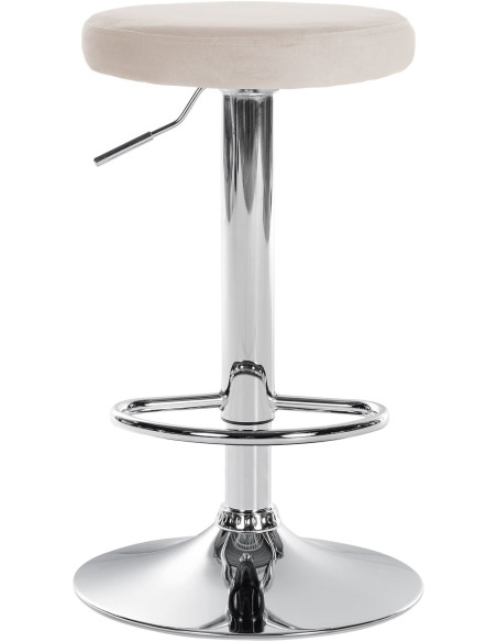Tabouret de bar design pivotant en Velours Blanc crème Métal Chromé Brillant Tao - 2