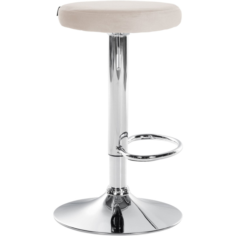 Tabouret de bar design pivotant en Velours Blanc crème Métal Chromé Brillant Tao - 3