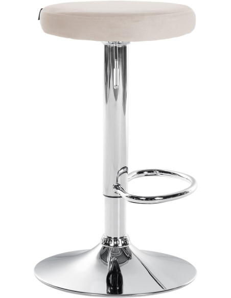 Tabouret de bar design pivotant en Velours Blanc crème Métal Chromé Brillant Tao - 3