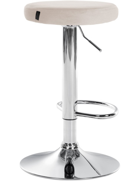 Tabouret de bar design pivotant en Velours Blanc crème Métal Chromé Brillant Tao - 4