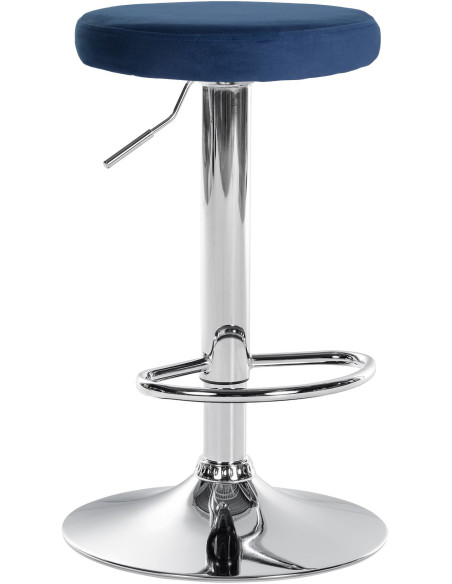 Tabouret de bar design pivotant en Velours Bleu Métal Chromé Brillant Tao - 1