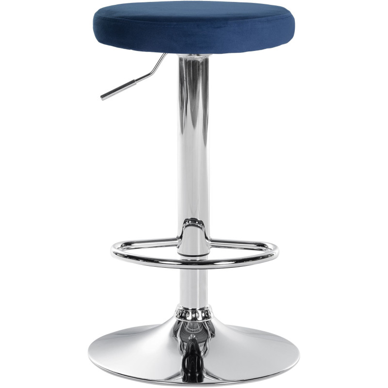 Tabouret de bar design pivotant en Velours Bleu Métal Chromé Brillant Tao - 2
