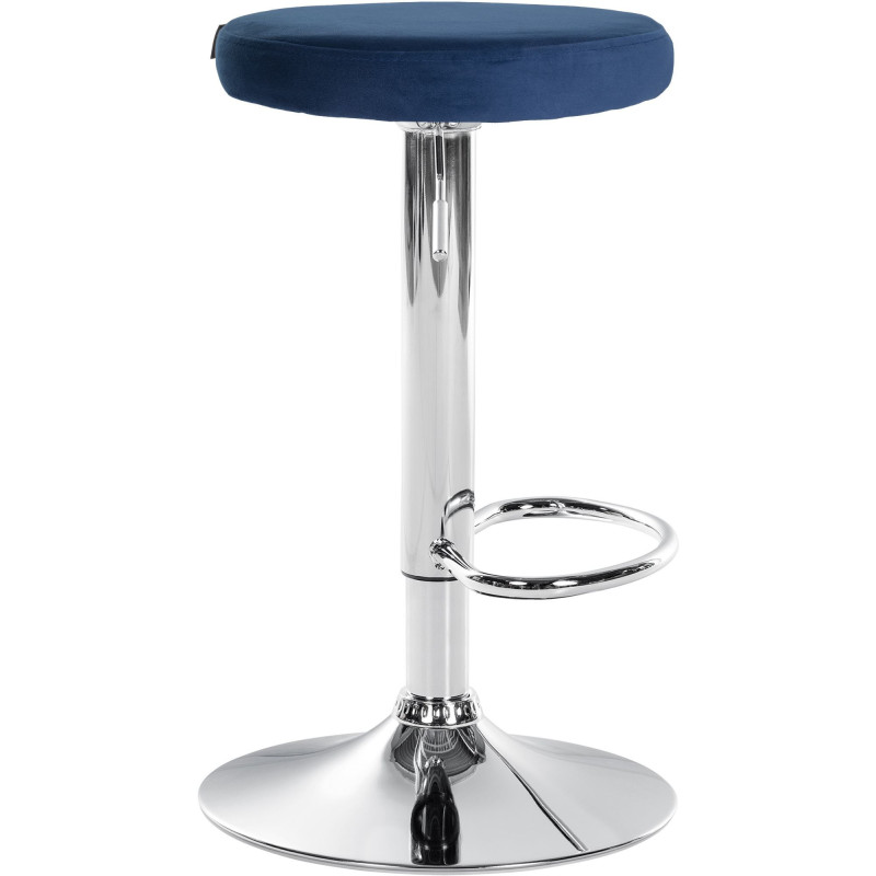 Tabouret de bar design pivotant en Velours Bleu Métal Chromé Brillant Tao - 3
