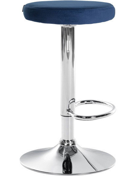 Tabouret de bar design pivotant en Velours Bleu Métal Chromé Brillant Tao - 3