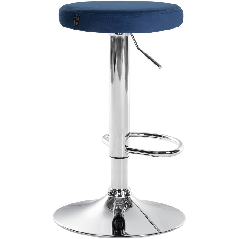 Tabouret de bar design pivotant en Velours Bleu Métal Chromé Brillant Tao - 4