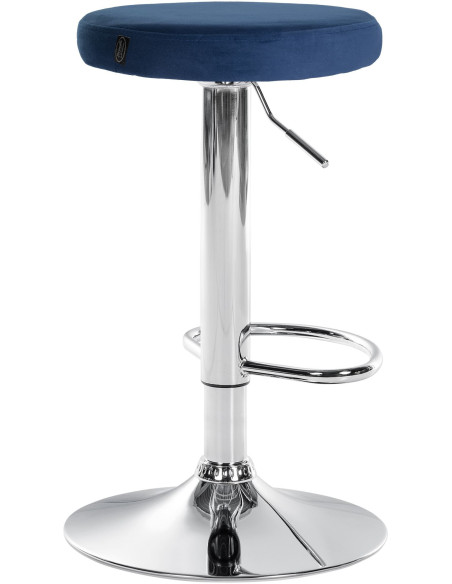 Tabouret de bar design pivotant en Velours Bleu Métal Chromé Brillant Tao - 4