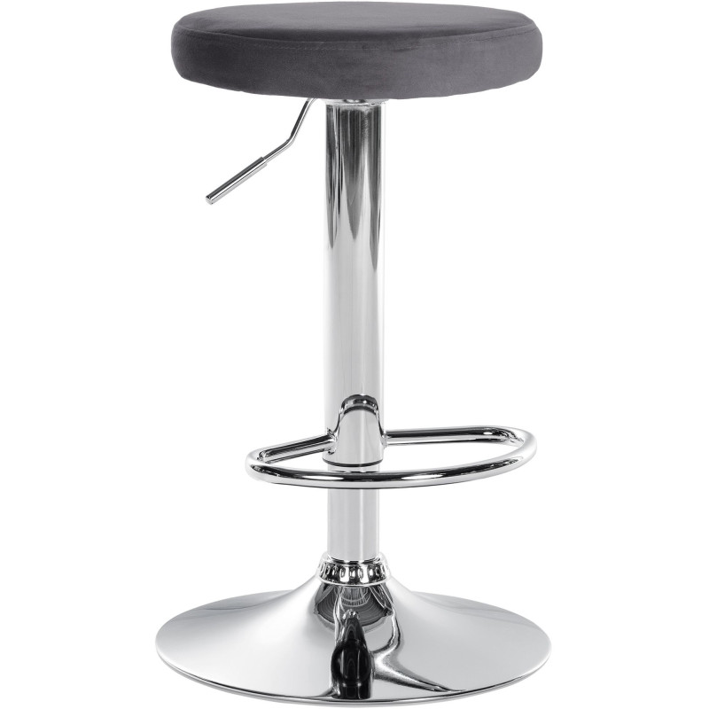 Tabouret de bar design pivotant en Velours Gris foncé Métal Chromé Brillant Tao - 1