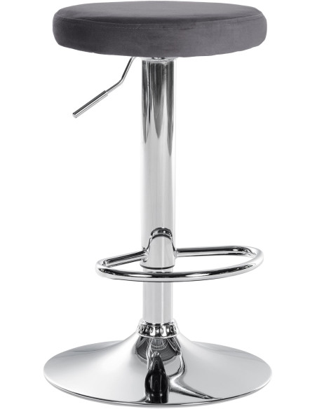 Tabouret de bar design pivotant en Velours Gris foncé Métal Chromé Brillant Tao - 1