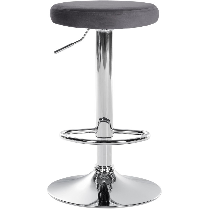 Tabouret de bar design pivotant en Velours Gris foncé Métal Chromé Brillant Tao - 2