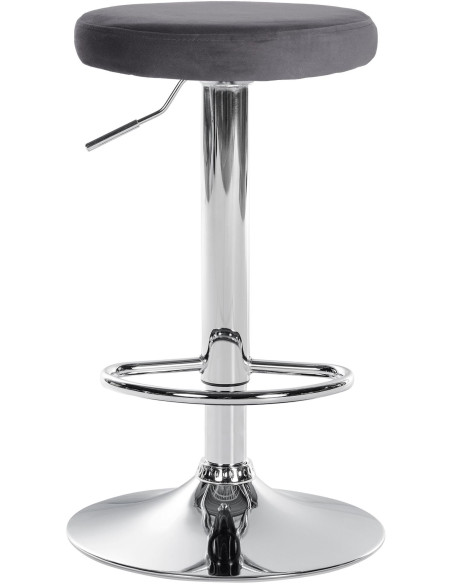 Tabouret de bar design pivotant en Velours Gris foncé Métal Chromé Brillant Tao - 2