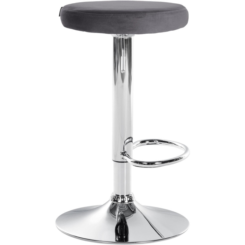 Tabouret de bar design pivotant en Velours Gris foncé Métal Chromé Brillant Tao - 3