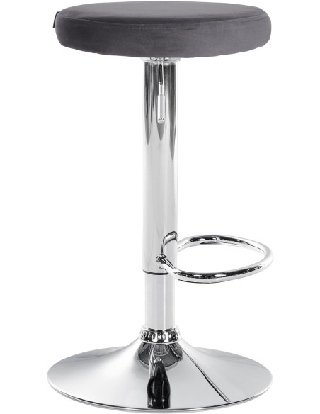 Tabouret de bar design pivotant en Velours Gris foncé Métal Chromé Brillant Tao - 3