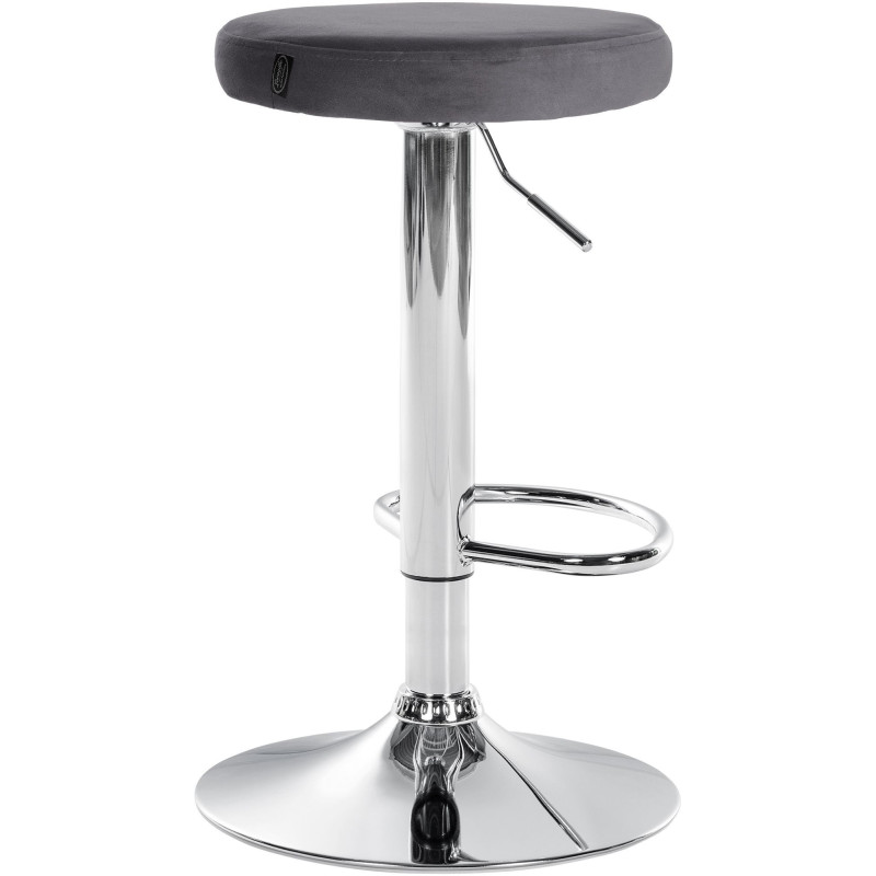 Tabouret de bar design pivotant en Velours Gris foncé Métal Chromé Brillant Tao - 4