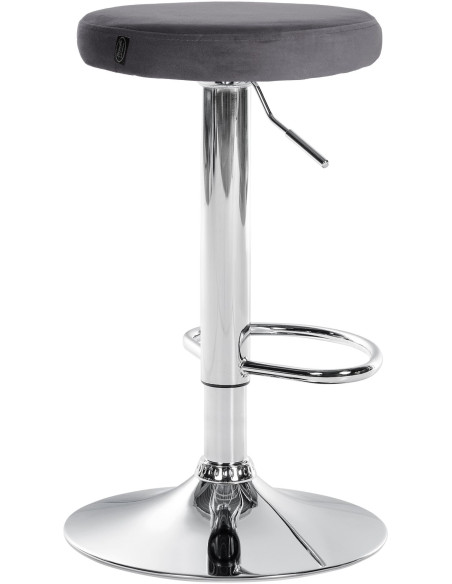 Tabouret de bar design pivotant en Velours Gris foncé Métal Chromé Brillant Tao - 4