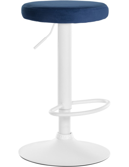 Tabouret de bar design pivotant en Velours Bleu Métal Blanc Mat Tao - 1