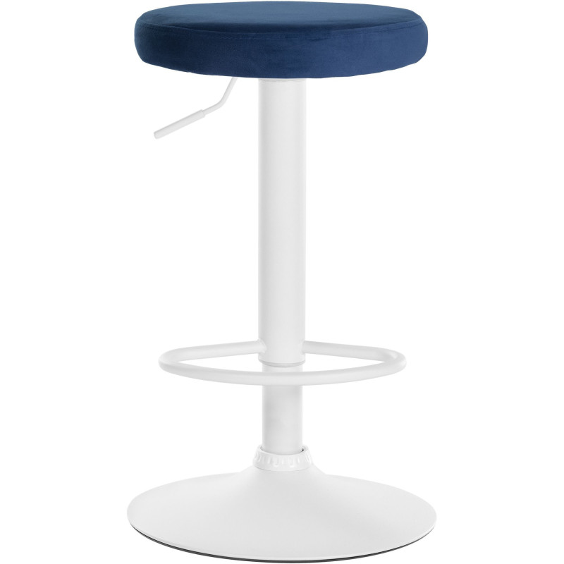 Tabouret de bar design pivotant en Velours Bleu Métal Blanc Mat Tao - 2