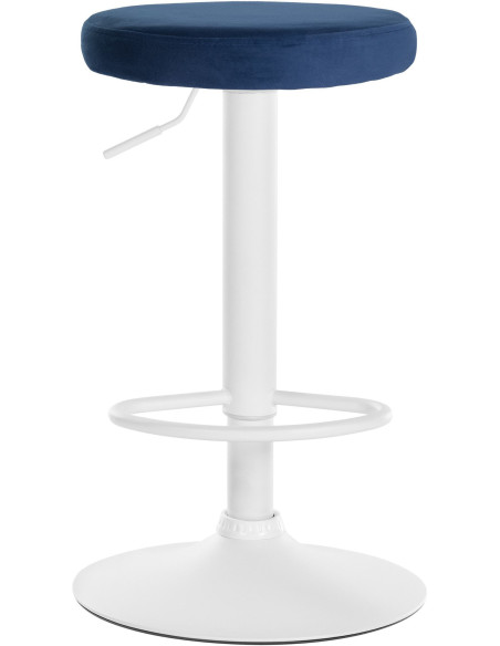 Tabouret de bar design pivotant en Velours Bleu Métal Blanc Mat Tao - 2