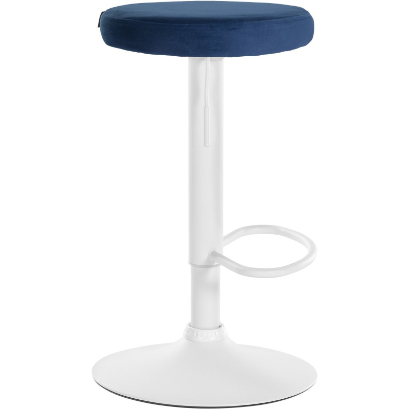 Tabouret de bar design pivotant en Velours Bleu Métal Blanc Mat Tao - 3
