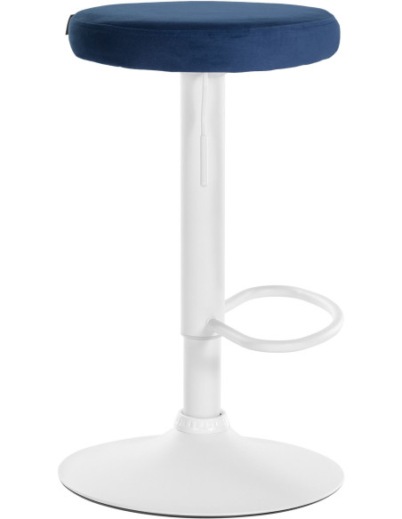 Tabouret de bar design pivotant en Velours Bleu Métal Blanc Mat Tao - 3