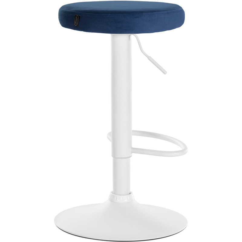 Tabouret de bar design pivotant en Velours Bleu Métal Blanc Mat Tao - 4