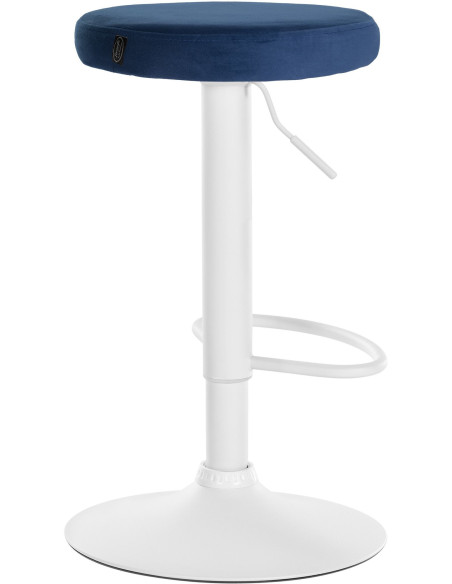 Tabouret de bar design pivotant en Velours Bleu Métal Blanc Mat Tao - 4