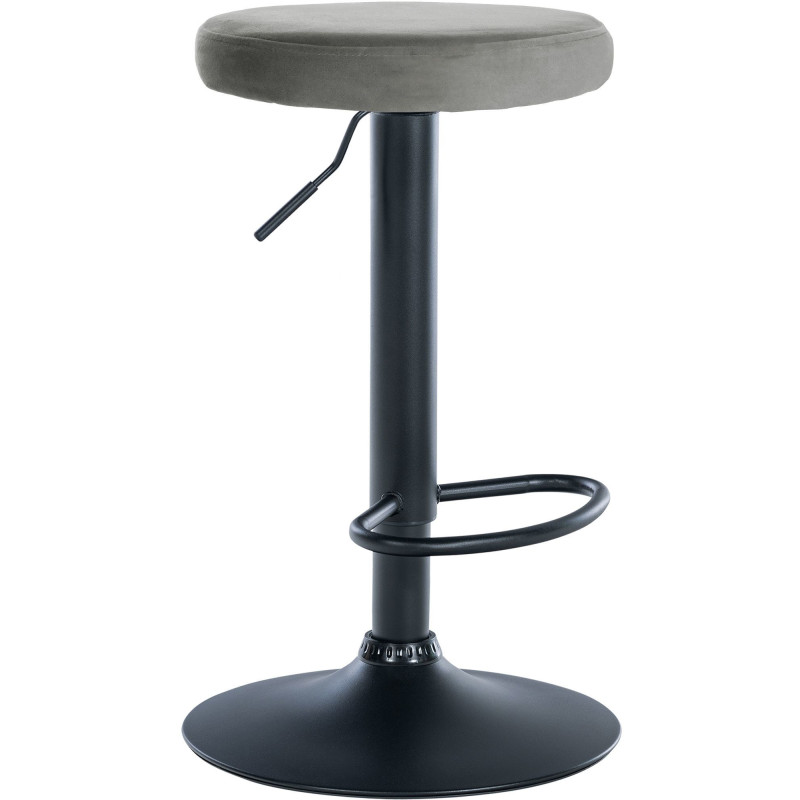 Tabouret de bar design pivotant en Velours Gris clair Métal Noir Mat Tao - 1