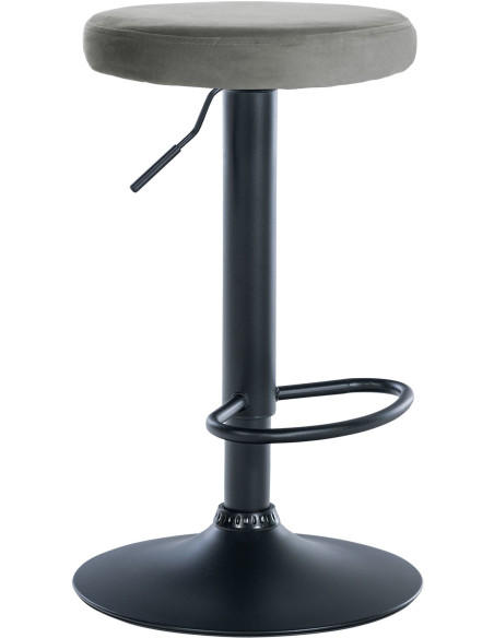 Tabouret de bar design pivotant en Velours Gris clair Métal Noir Mat Tao - 1