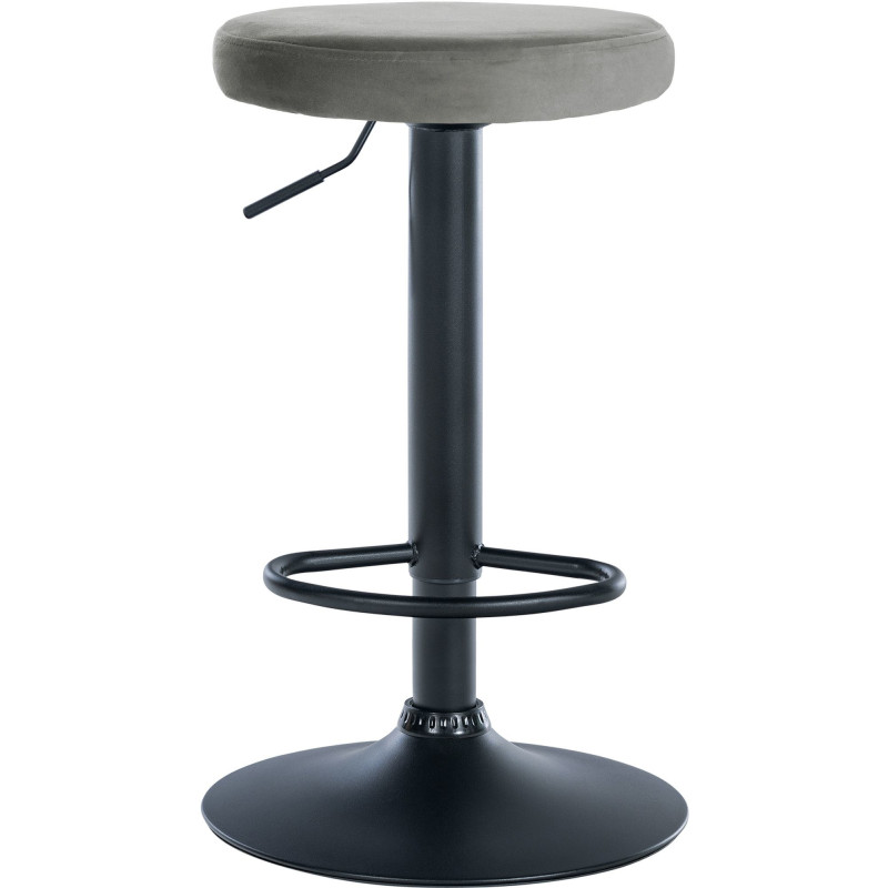 Tabouret de bar design pivotant en Velours Gris clair Métal Noir Mat Tao - 2
