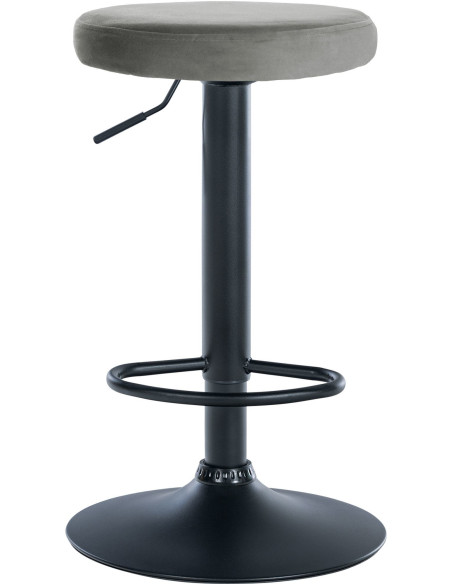 Tabouret de bar design pivotant en Velours Gris clair Métal Noir Mat Tao - 2