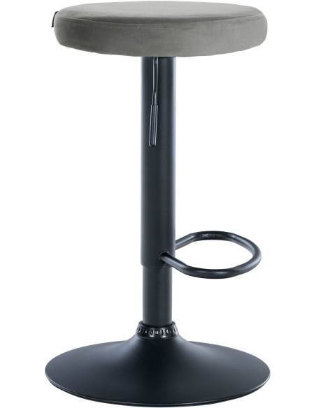 Tabouret de bar design pivotant en Velours Gris clair Métal Noir Mat Tao - 3
