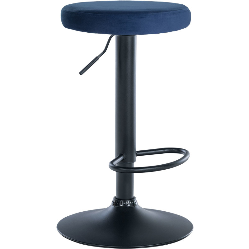 Tabouret de bar design pivotant en Velours Bleu Métal Noir Mat Tao - 1