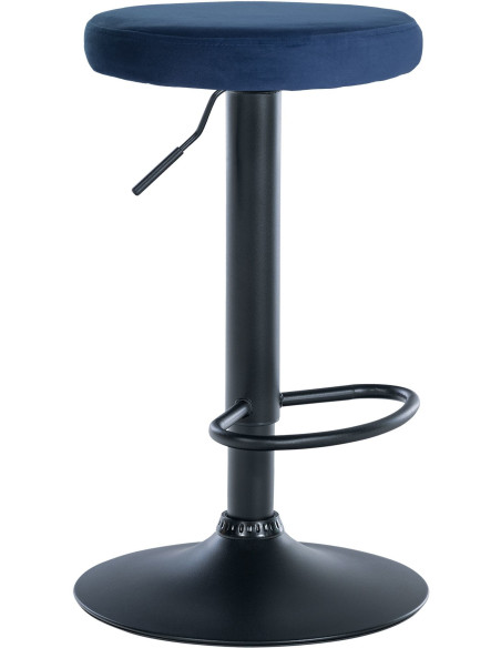Tabouret de bar design pivotant en Velours Bleu Métal Noir Mat Tao - 1