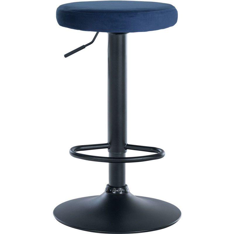 Tabouret de bar design pivotant en Velours Bleu Métal Noir Mat Tao - 2