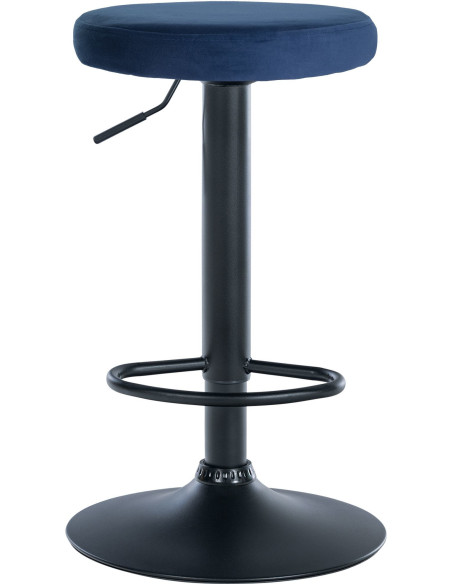 Tabouret de bar design pivotant en Velours Bleu Métal Noir Mat Tao - 2