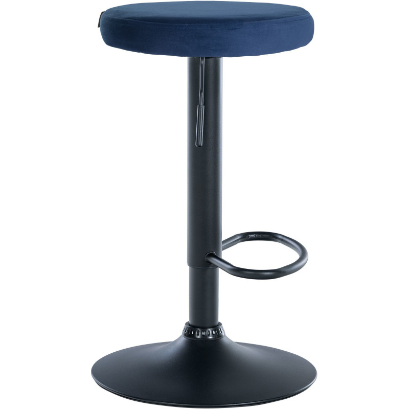 Tabouret de bar design pivotant en Velours Bleu Métal Noir Mat Tao - 3