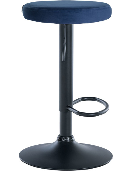 Tabouret de bar design pivotant en Velours Bleu Métal Noir Mat Tao - 3