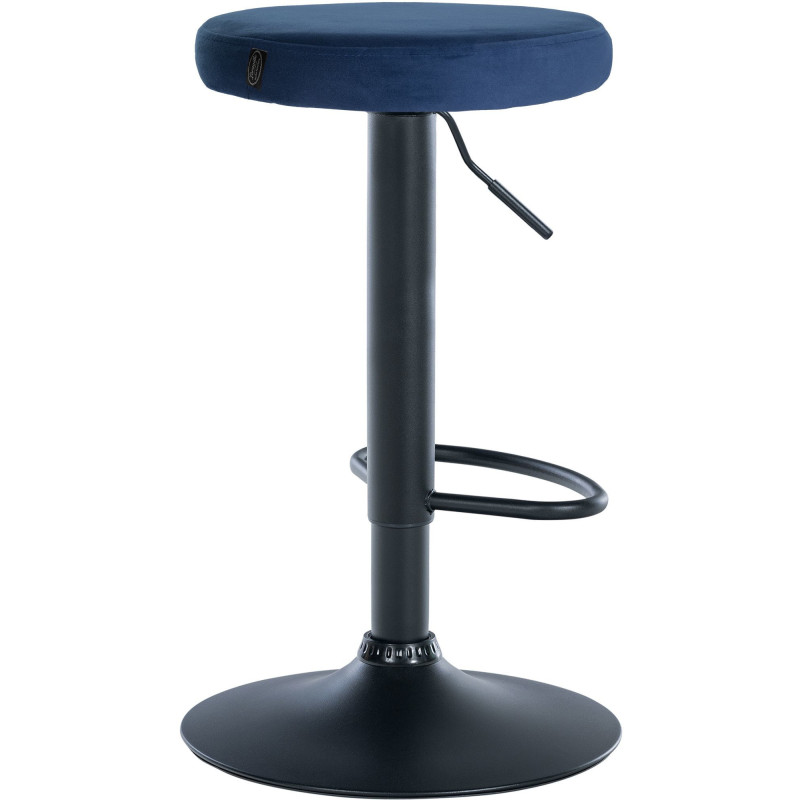 Tabouret de bar design pivotant en Velours Bleu Métal Noir Mat Tao - 4