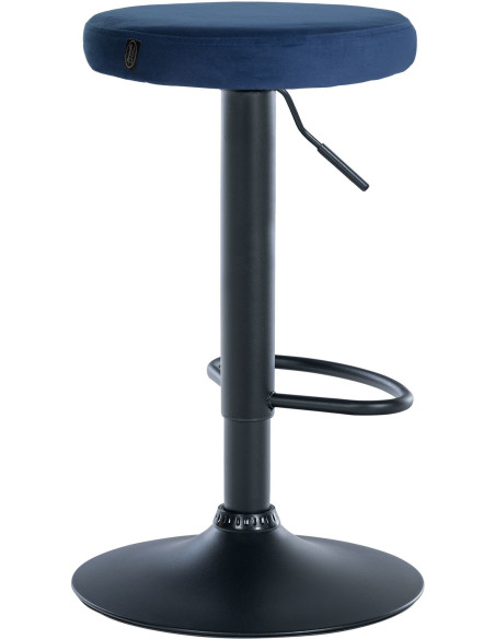 Tabouret de bar design pivotant en Velours Bleu Métal Noir Mat Tao - 4