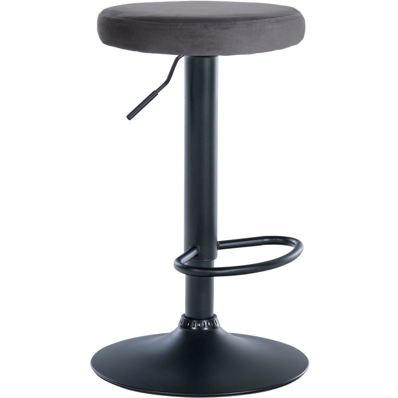 Tabouret de bar design pivotant en Velours Gris foncé Métal Noir Mat Tao - 1