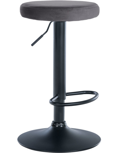 Tabouret de bar design pivotant en Velours Gris foncé Métal Noir Mat Tao - 1